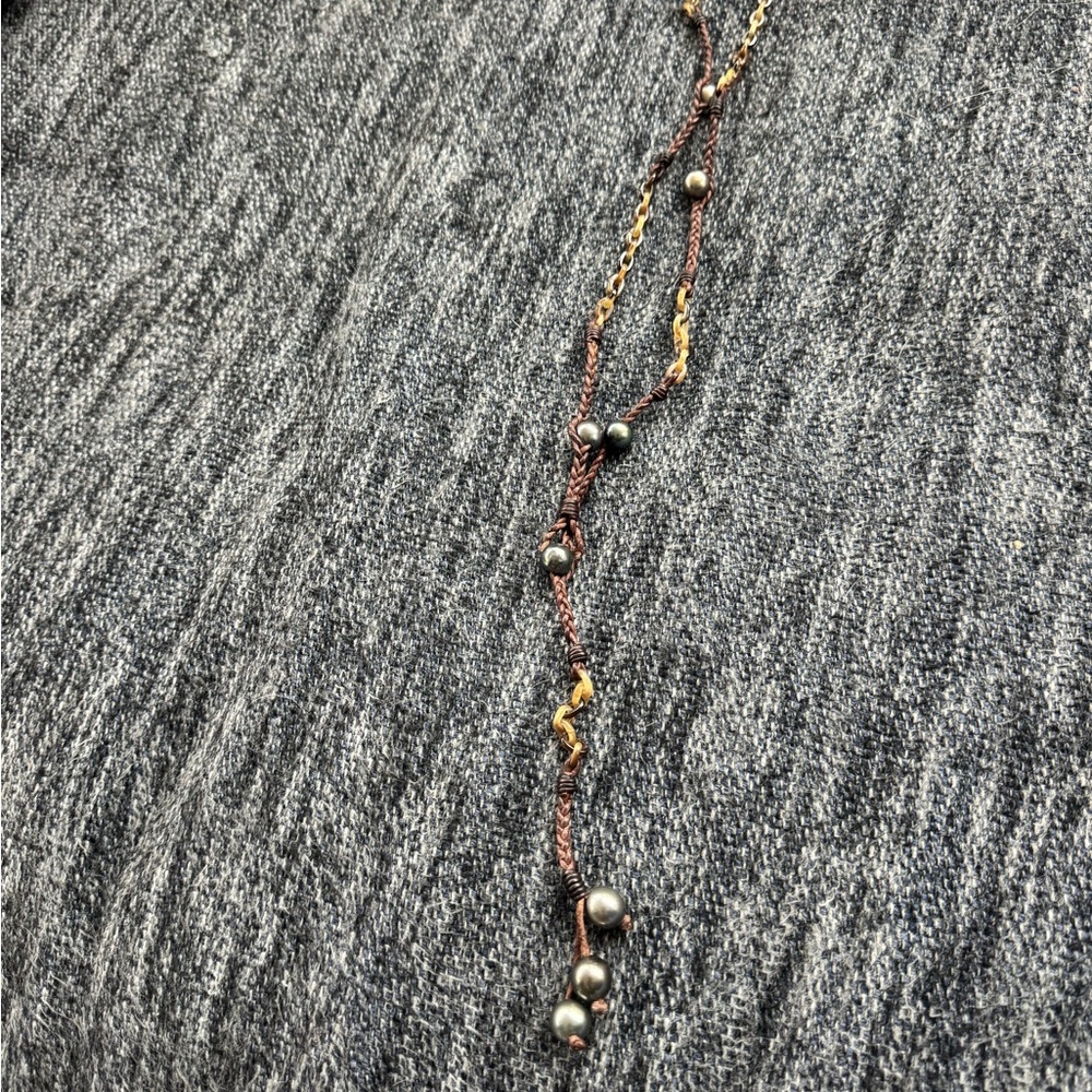 Vincent Peach - Bohemian Lariat with Tahitian Pearls and 14k Gold - Authentic